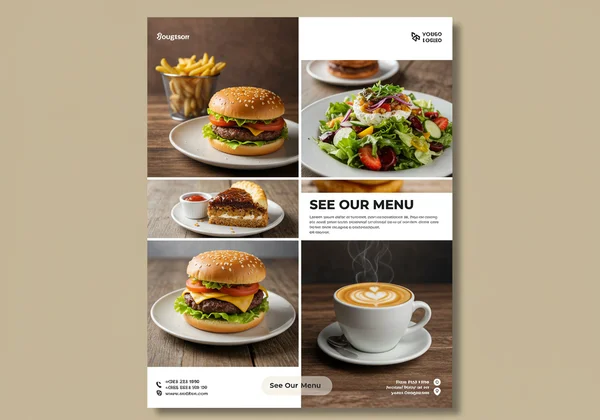 Mouth-watering food collage for a restaurant flyer