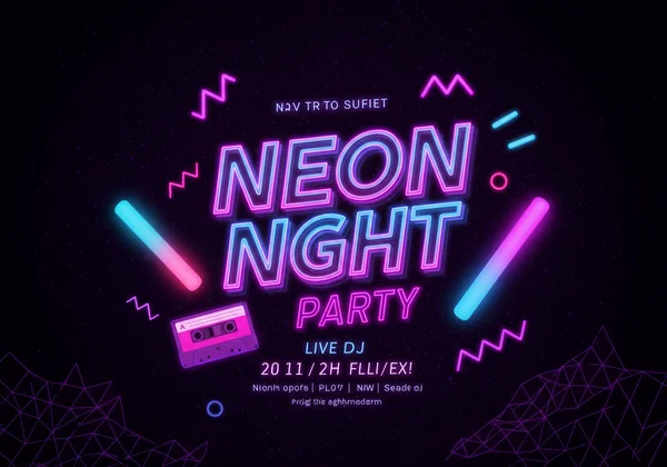 Retro 80s neon themed party flyer design
