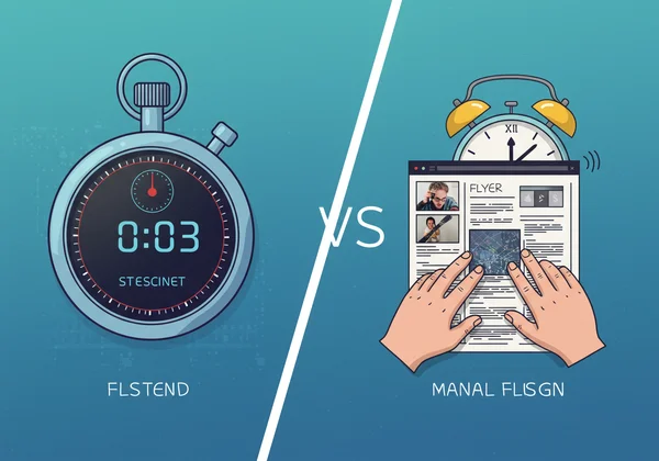 AI flyer design (fast) compared to manual design (slow)