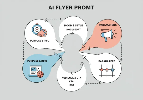 Infographic showing key components of an AI flyer prompt.