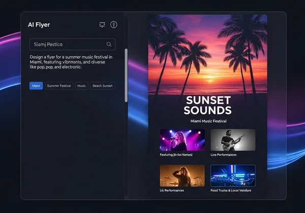 AI interface generating a professional flyer quickly