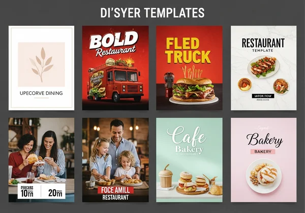 Restaurant flyer template styles for different vibes.
