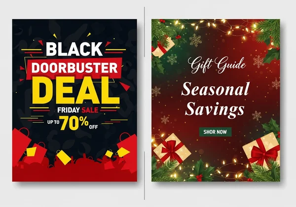 Comparison of Black Friday vs. Holiday flyer designs
