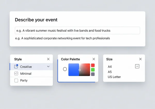 AI flyer generator interface with prompt input
