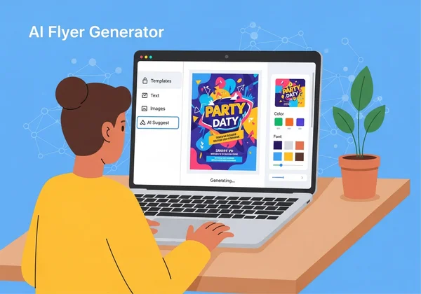 User interacting with an AI party flyer generator