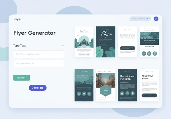 AI flyer generator interface showing prompt and results